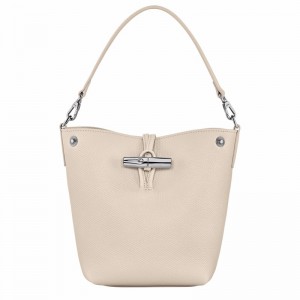 Bolsa Balde Longchamp Le Roseau XS Feminino Branco Brasil | 10279HFP555