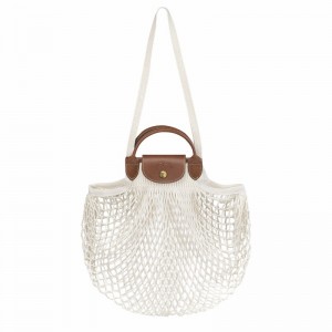 Bolsa De Malha Longchamp Le Pliage Filet L Feminino Branco Brasil | 10121HVH037