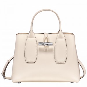 Bolsa de Mão Longchamp Le Roseau M Feminino Branco Brasil | 10058HCL037