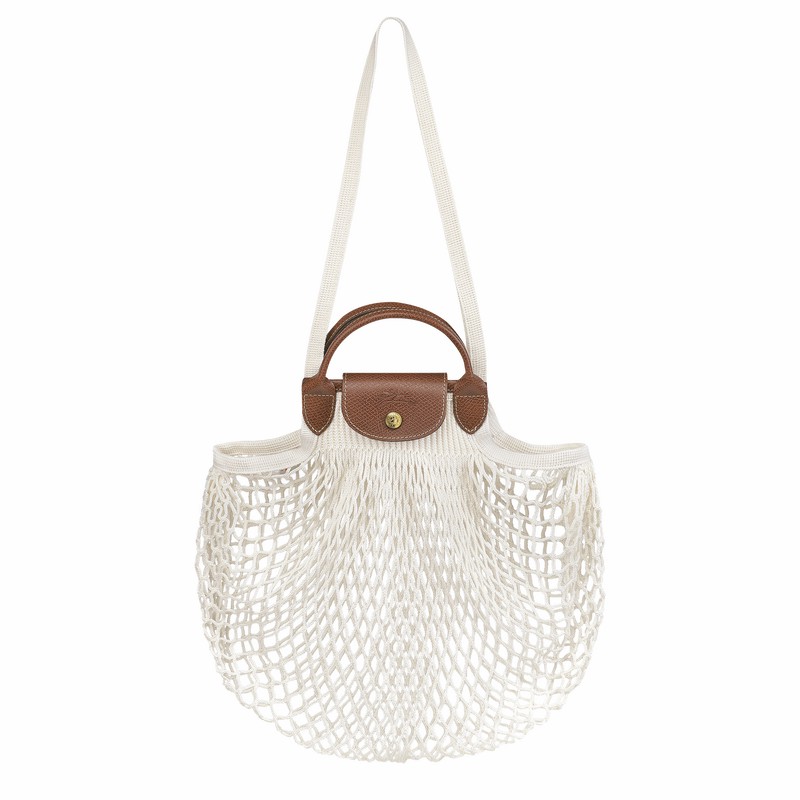 Bolsa De Malha Longchamp Le Pliage Filet L Feminino Branco Brasil | 10121HVH037