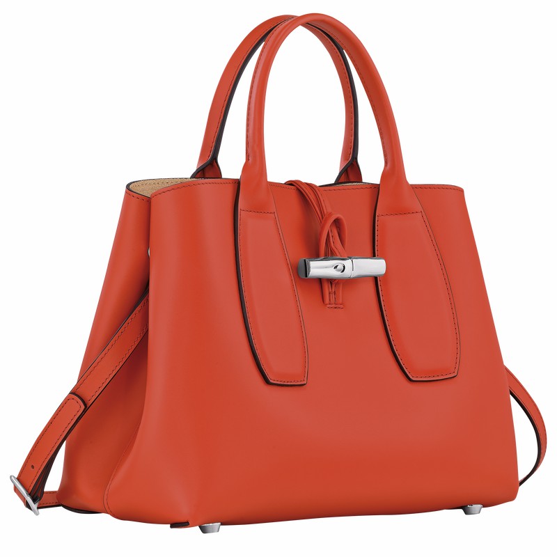 Bolsa de Mão Longchamp Le Roseau M Feminino Laranja Brasil | 10058HCL685