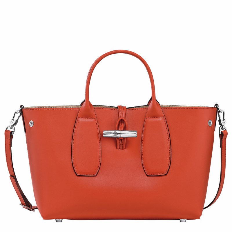 Bolsa de Mão Longchamp Le Roseau M Feminino Laranja Brasil | 10058HCL685