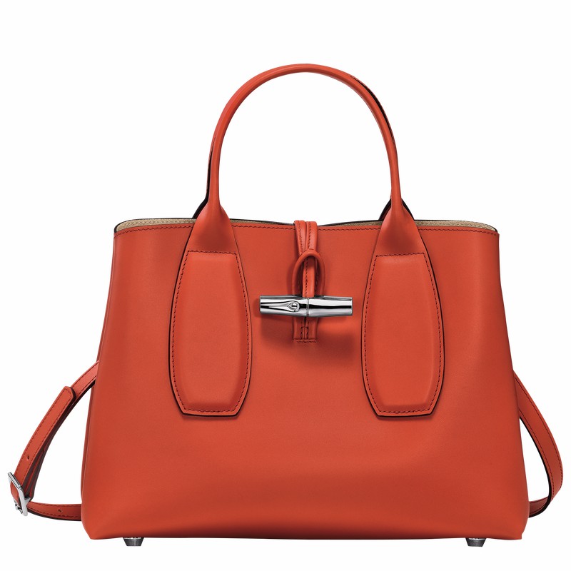 Bolsa de Mão Longchamp Le Roseau M Feminino Laranja Brasil | 10058HCL685