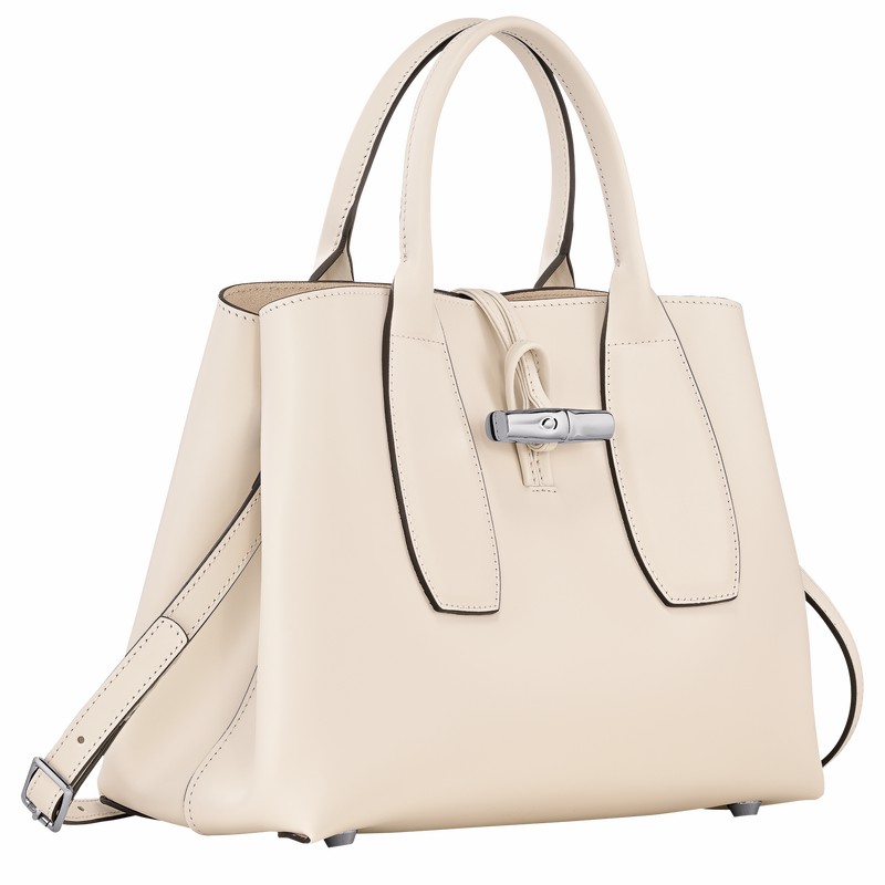 Bolsa de Mão Longchamp Le Roseau M Feminino Branco Brasil | 10058HCL037