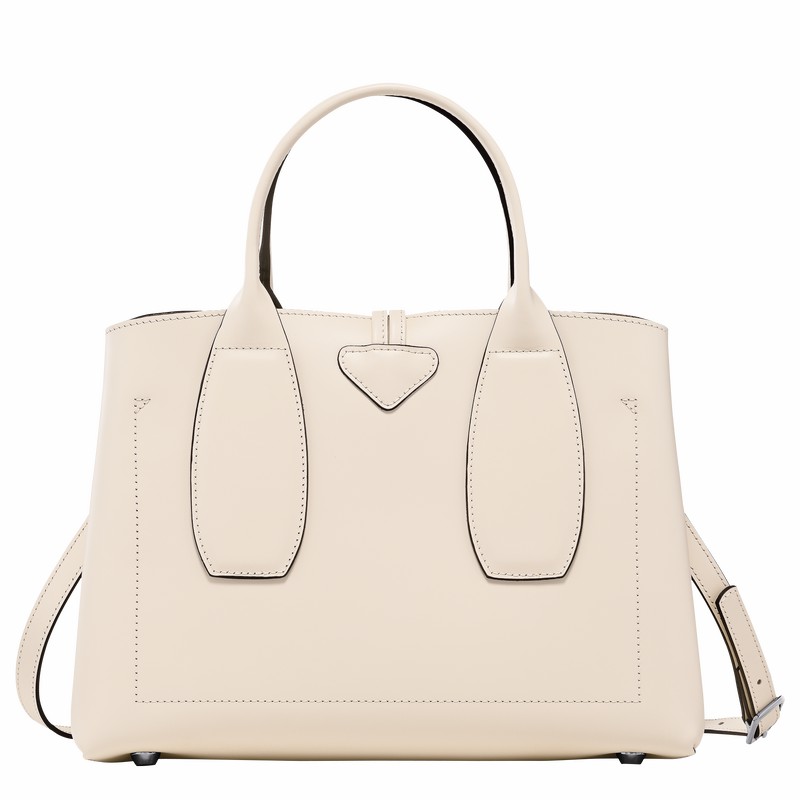 Bolsa de Mão Longchamp Le Roseau M Feminino Branco Brasil | 10058HCL037