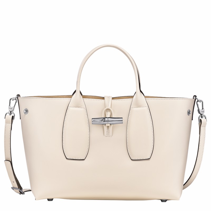 Bolsa de Mão Longchamp Le Roseau M Feminino Branco Brasil | 10058HCL037