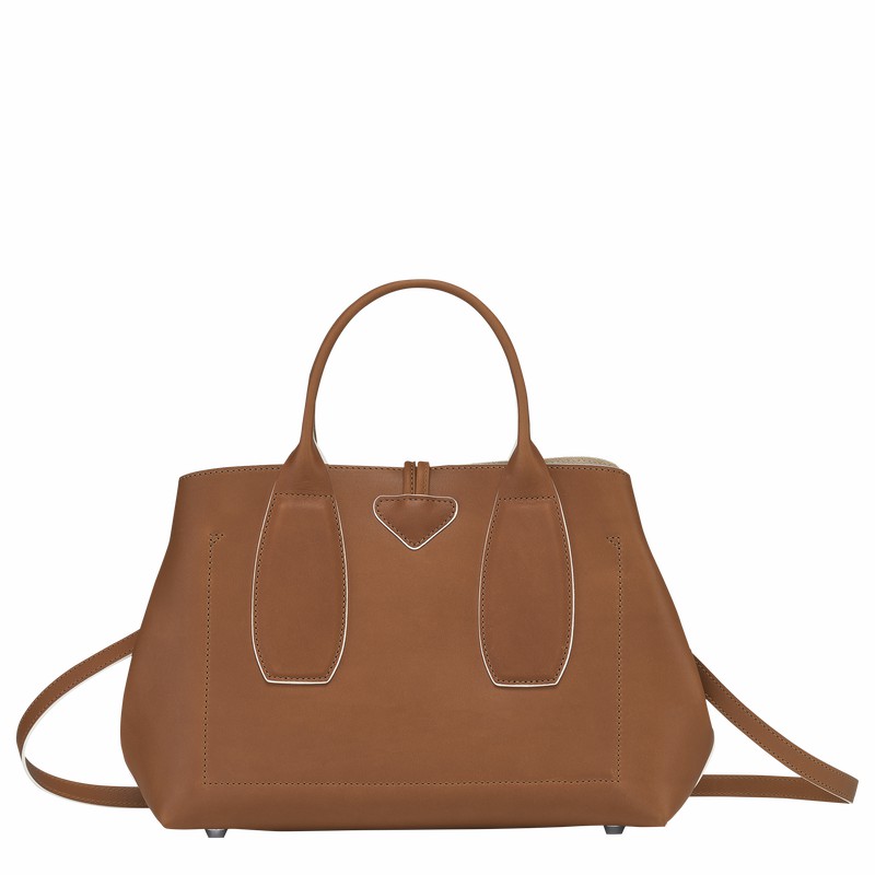 Bolsa de Mão Longchamp Le Roseau M Feminino Marrom Brasil | 10058HQS504