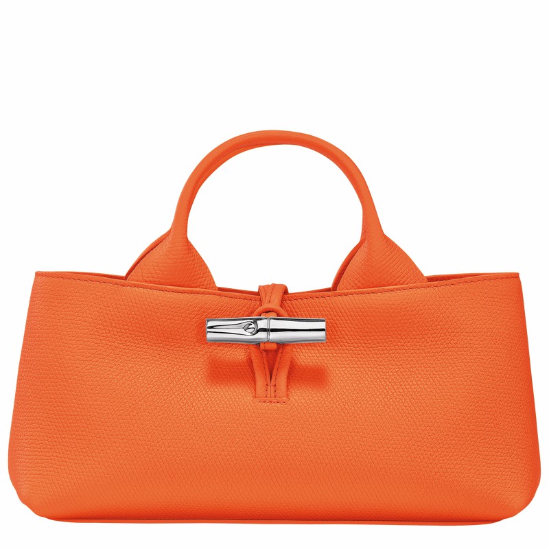 Bolsa de Mão Longchamp Le Roseau S Feminino Laranja Brasil | 10280HFP017