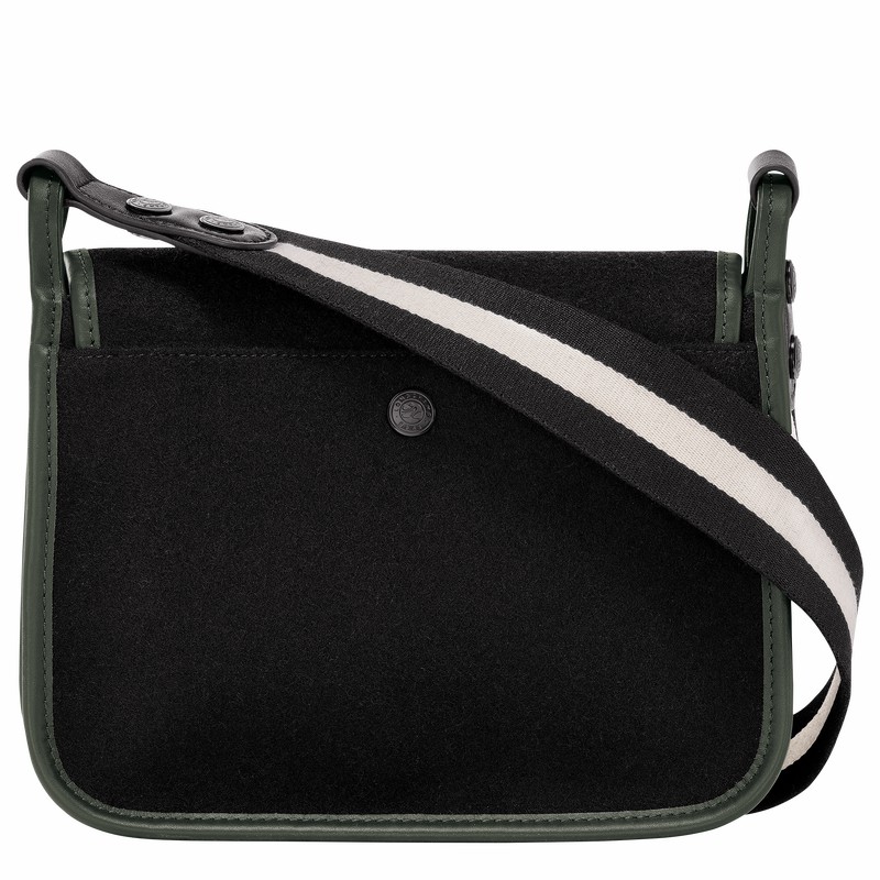 Bolsas Crossbody Longchamp Le FOULONNÉ M Feminino Pretas Brasil | 10135HFN001