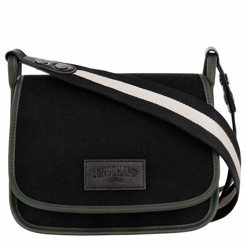 Bolsas Crossbody Longchamp Le FOULONNÉ M Feminino Pretas Brasil | 10135HFN001