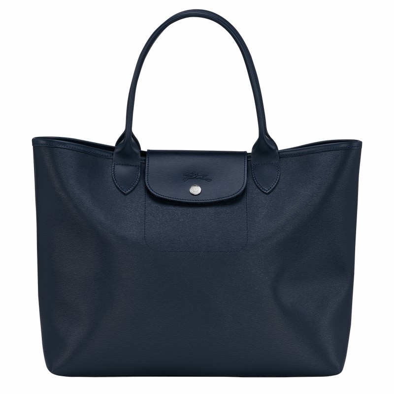 Bolsas Tote Longchamp Le Pliage City L Feminino Azul Marinho Brasil | 10182HYQ556