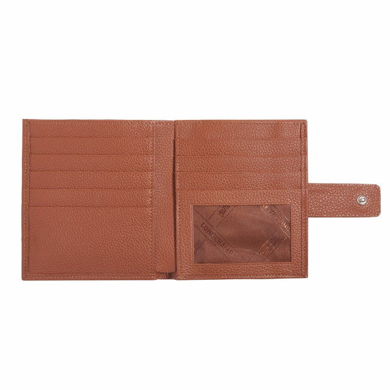 Carteiras Longchamp Le FOULONNÉ Compact Feminino Caramel Brasil | L4961021121