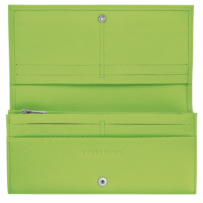 Carteiras Longchamp Le Roseau Flap Feminino Verdes Brasil | L3044HFP355