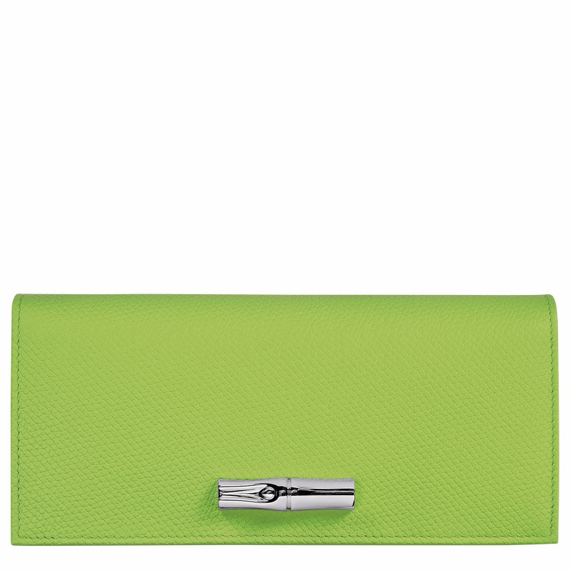 Carteiras Longchamp Le Roseau Flap Feminino Verdes Brasil | L3044HFP355