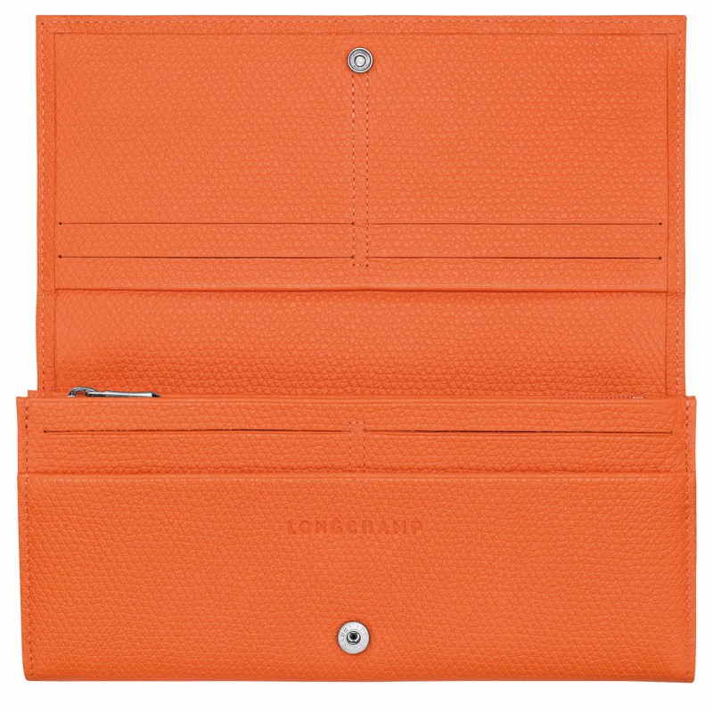 Carteiras Longchamp Le Roseau Flap Feminino Laranja Brasil | L3044HFP017