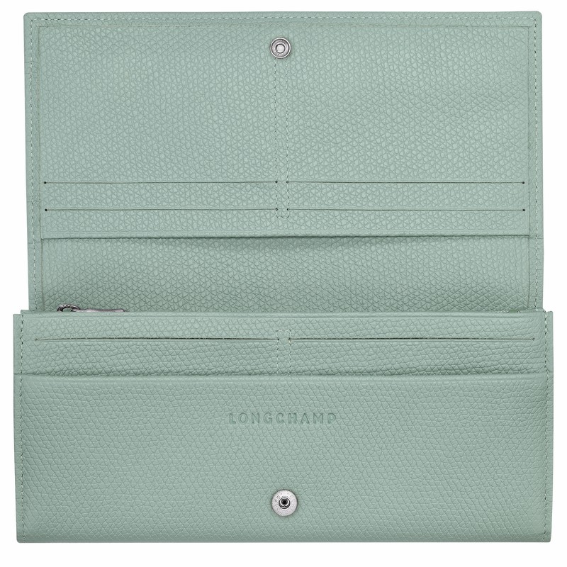 Carteiras Longchamp Le Roseau Flap Feminino Celadon Brasil | L3044HFP282