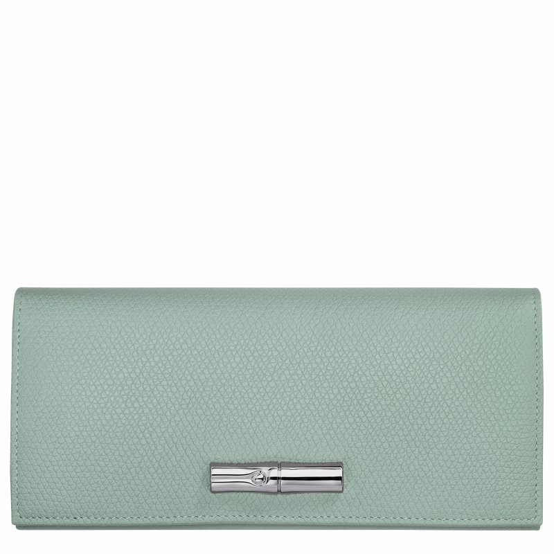 Carteiras Longchamp Le Roseau Flap Feminino Celadon Brasil | L3044HFP282