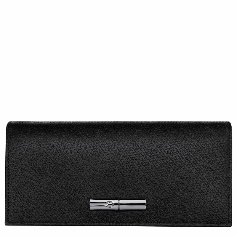 Carteiras Longchamp Le Roseau Flap Feminino Pretas Brasil | L3044HFP001