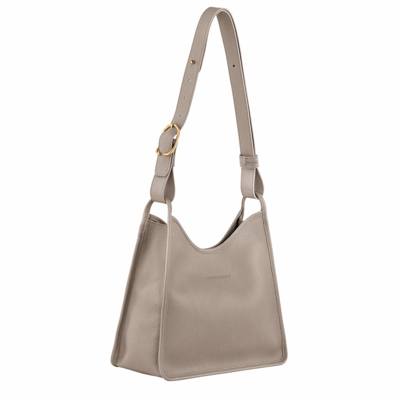 Bolsa Hobo Longchamp Le FOULONNÉ M Feminino Cinzentas Brasil | 10155021P55