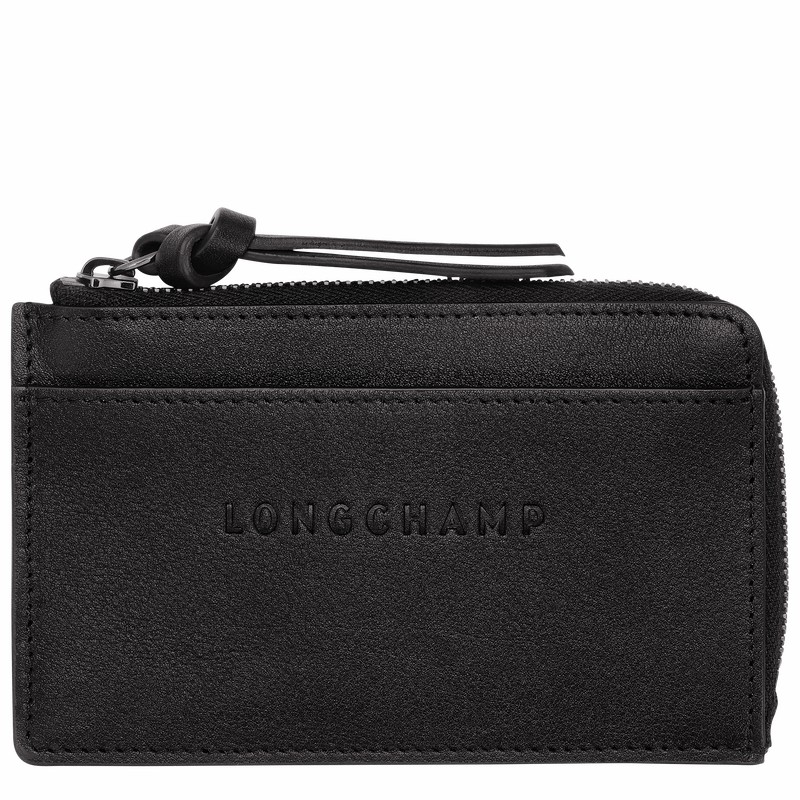 Porta Cartão Longchamp 3D Feminino Pretas Brasil | 30034HCV001